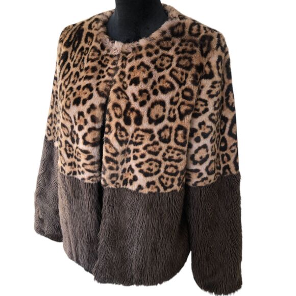 ANTHROPOLOGIE CURRENT‎ AIR COZY SOFT LEOPARD COLORBLOCK JACKET SZ M - Picture 4 of 16